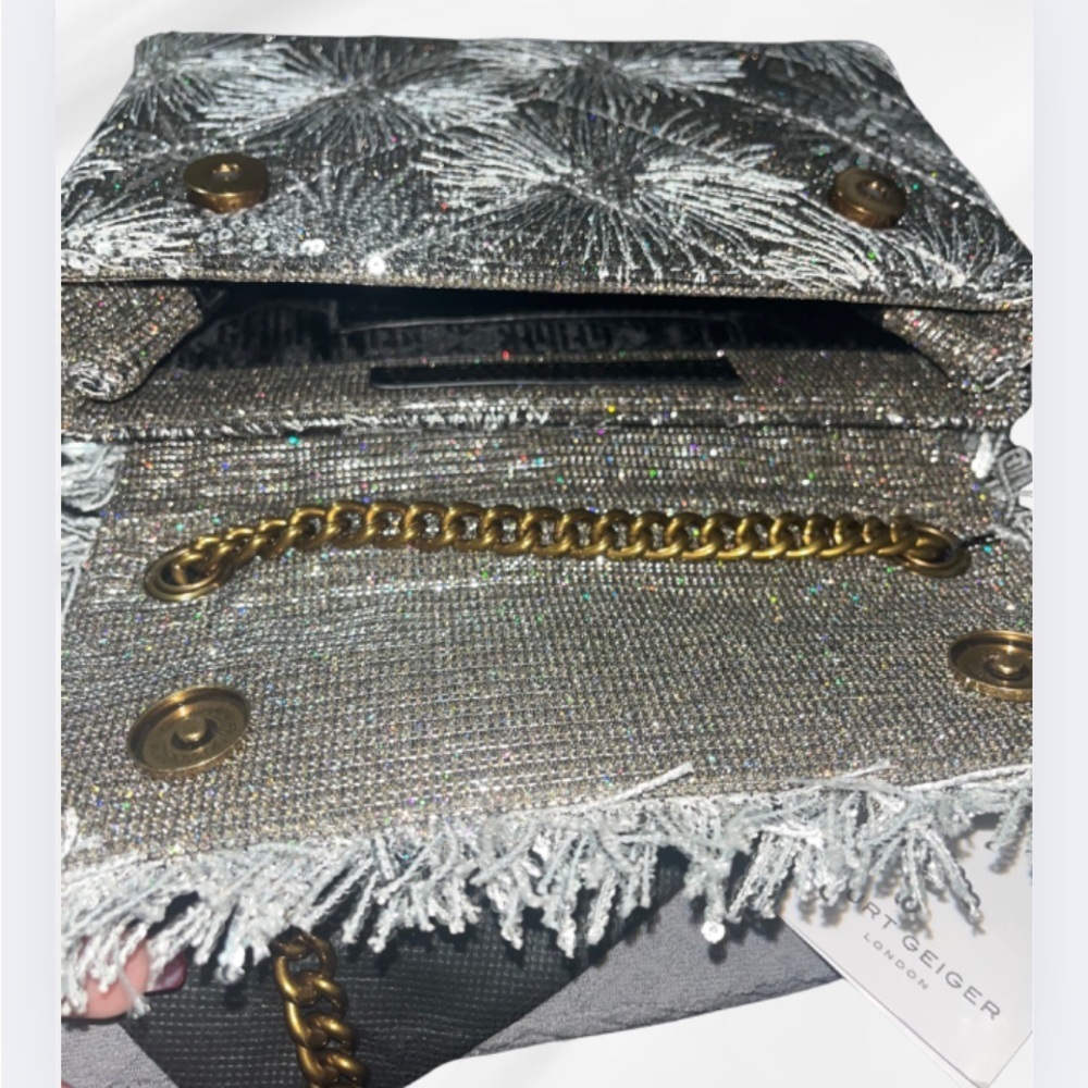Kurt Geiger Silver Embellished Chain Shoulder Bag - Picture 11 of 15